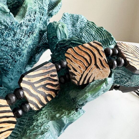 Vintage 90s Wood Square Tie Belt – Boho Style - Picture 2 of 4